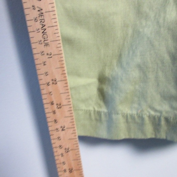Uniqlo Pleated Cropped Pants High Waist Wide Leg Casual Green Linen Rayon 398 - Picture 4 of 13
